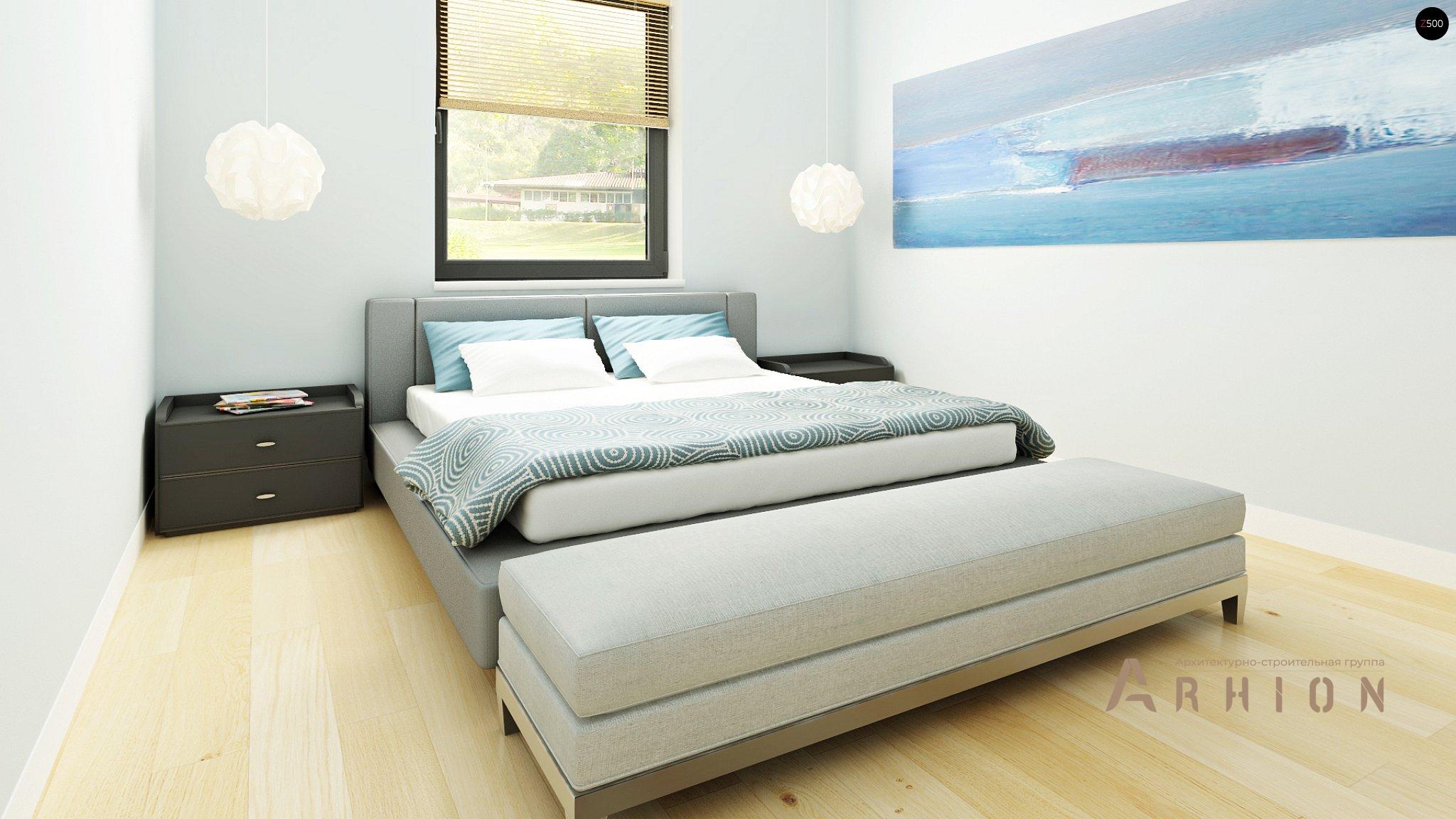 8. Проект одноэтажного дома в современном стиле с четырехскатной, Z24 GL, площадью - 141 кв c терассой, гаражом